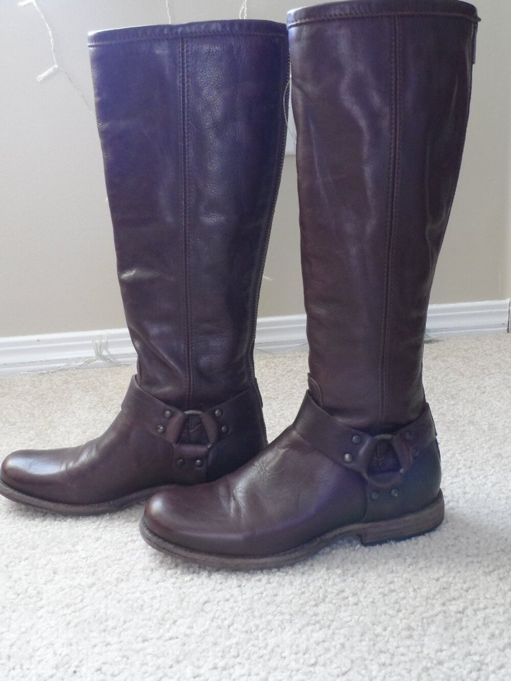 FRYE Phillip Harness Tall Dark Brown Leather Boot - Size 5.5